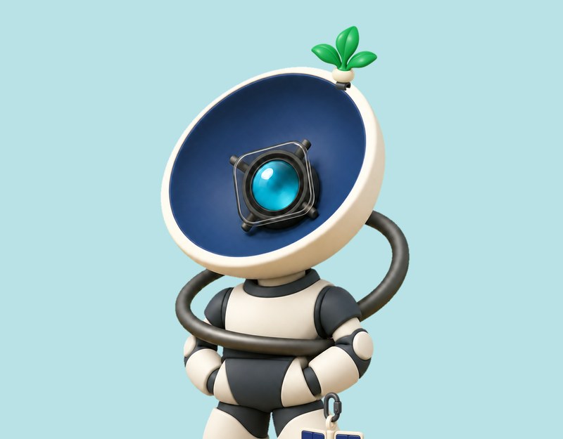 Dock Kid collectible with green sprout holding a solar panel